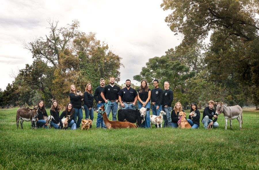 The North Louisiana Veterinary Center team with their animals