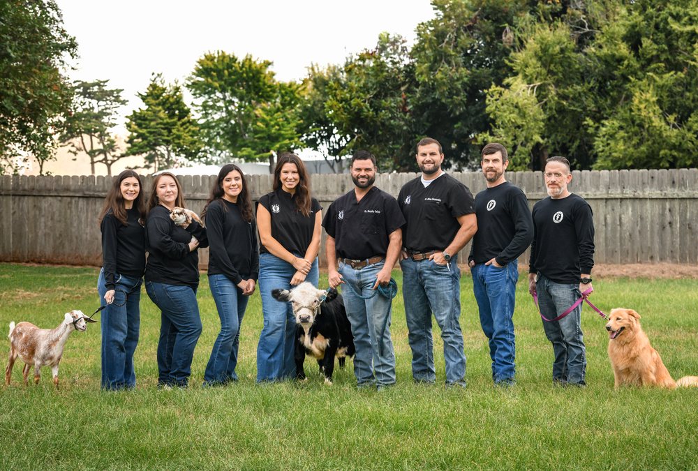North Louisiana Veterinary Center team members with their animals